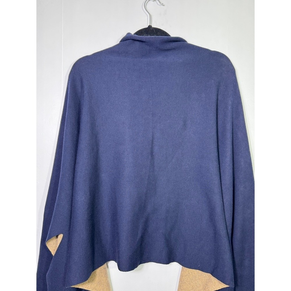 Chico's Reversible Travel Ruana Wrap Navy Blue/Tan One Size NWOT Minimalist Fall - Picture 7 of 12